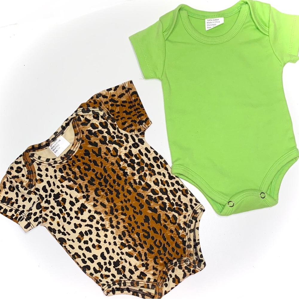 NEW! Leopard & lime green onesies